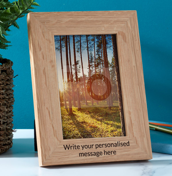 Wooden Photo Frame - Portrait - 2 Lines Any Text Personalised Optional