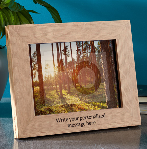 Wooden Photo Frame - Landscape - 2 Lines Any Text Personalised