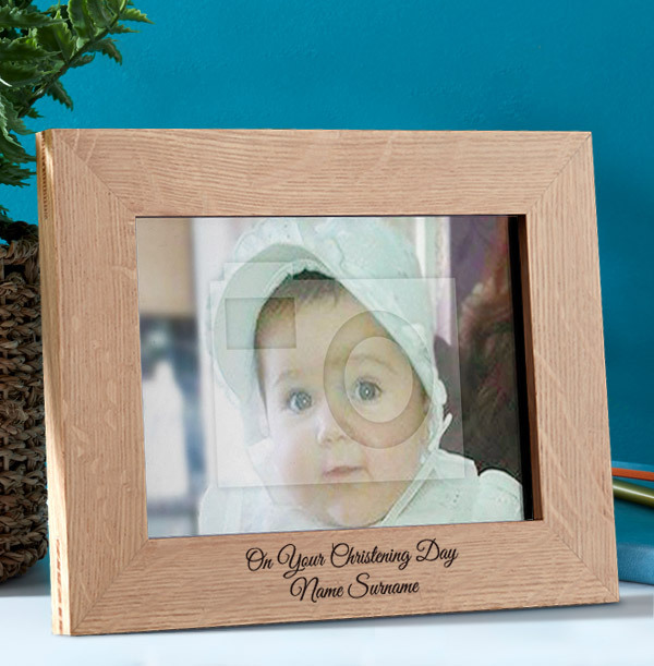 Christening Personalised Wooden Photo Frame - Landscape