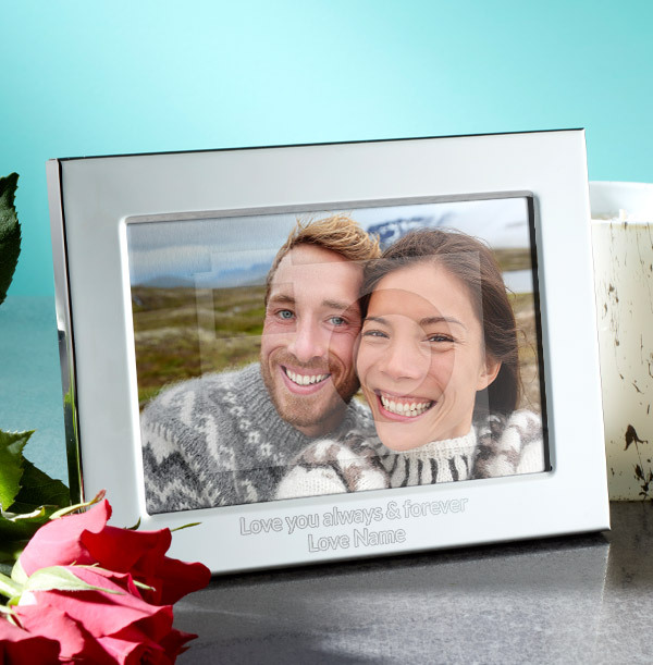 Valentines Personalised Metal Photo Frame -Landscape