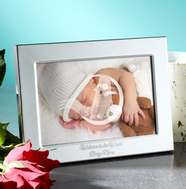 New Baby Engraved Metal Frame - Landscape NON-PU