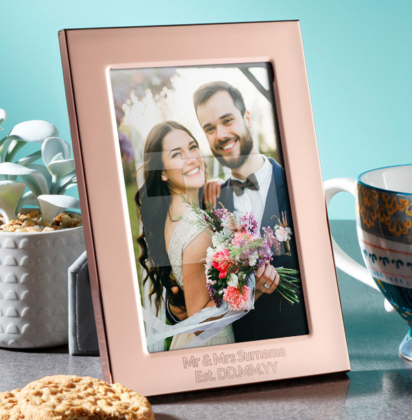 Wedding Personalised Metal Photo Frame - Portrait