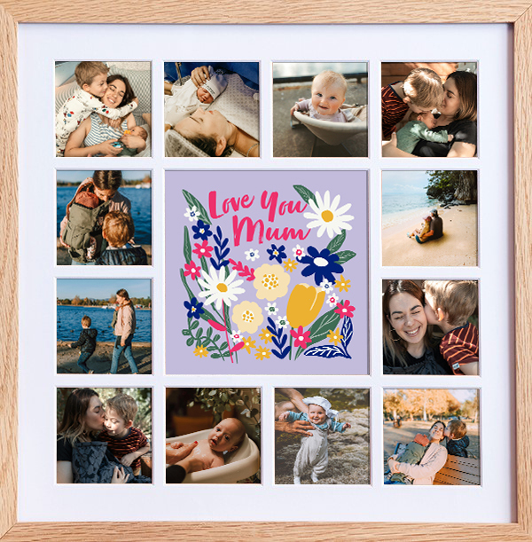 Love You Mum Floral Design Photo Collage Frame