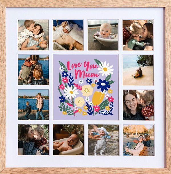 Photo of Love You Mum Floral Design Photo Collage Frame