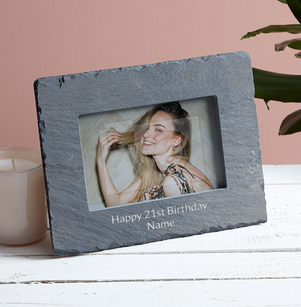 21st Birthday Personalised Slate Photo Frame - Landscape