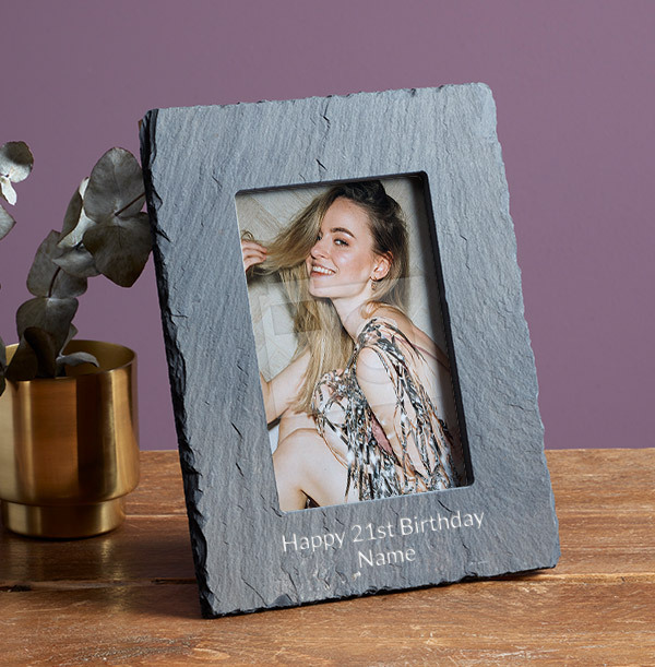 21st Birthday Personalised Slate Photo Frame - Portrait