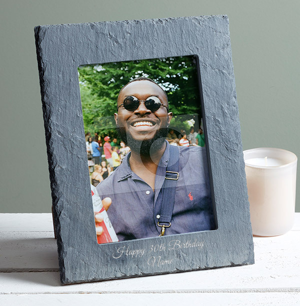 30th Birthday Personalised Slate Photo Frame - Portrait