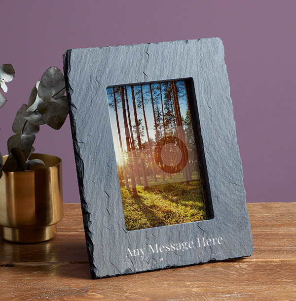 Slate Photo Frame - Portrait Add Personalised Text