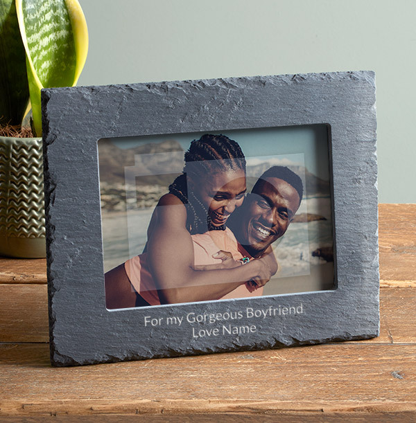 Valentines Personalised Slate Photo Frame - Landscape