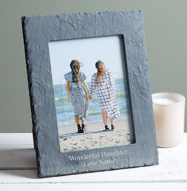 Wonderful Daughter Personalised Slate Photo Frame - Portrait