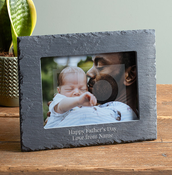 Father's Day Personalised Slate Photo Frame - Landscape