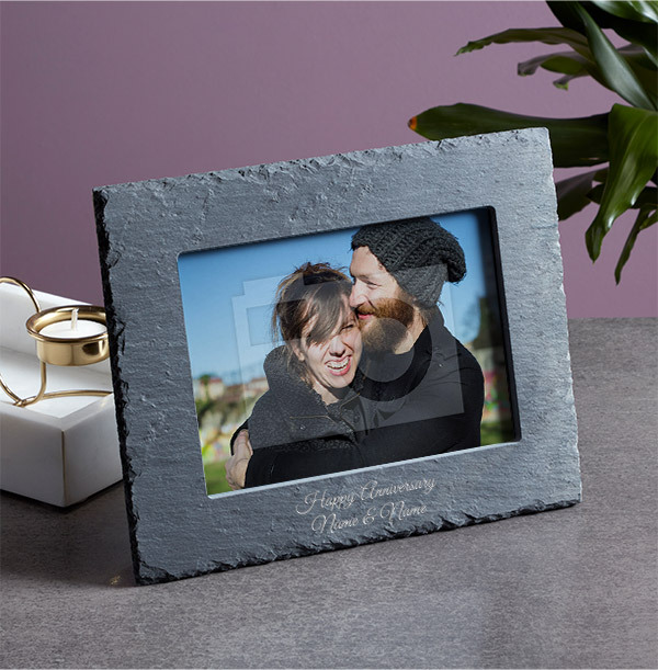 Anniversary Personalised Slate Photo Frame - Landscape