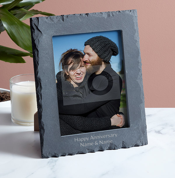 Anniversary Personalised Slate Photo Frame - Portrait