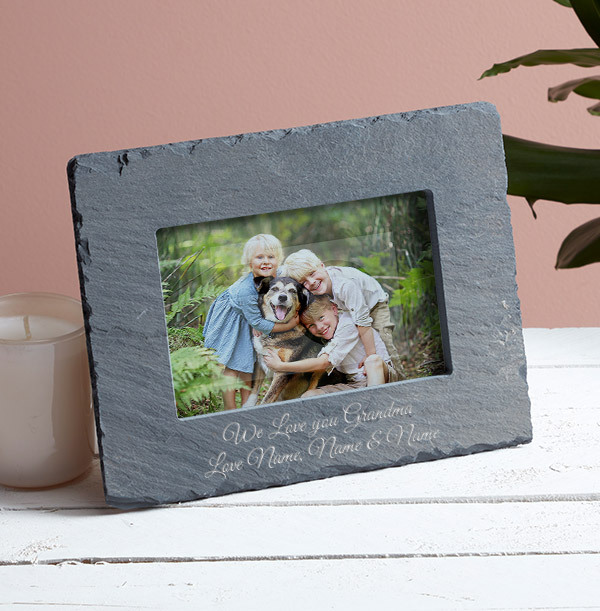 We Love You Grandma Personalised Slate Photo Frame - Landscape