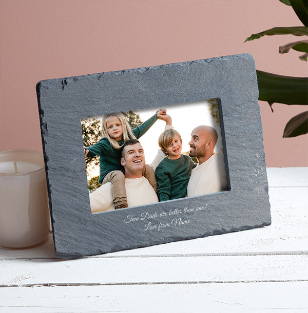 Two Dads Are Better Than One Personalised Slate Photo Frame - Landscape