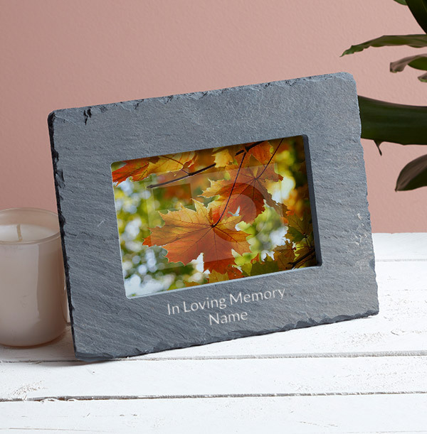 Memorial Personalised Slate Photo Frame - Landscape