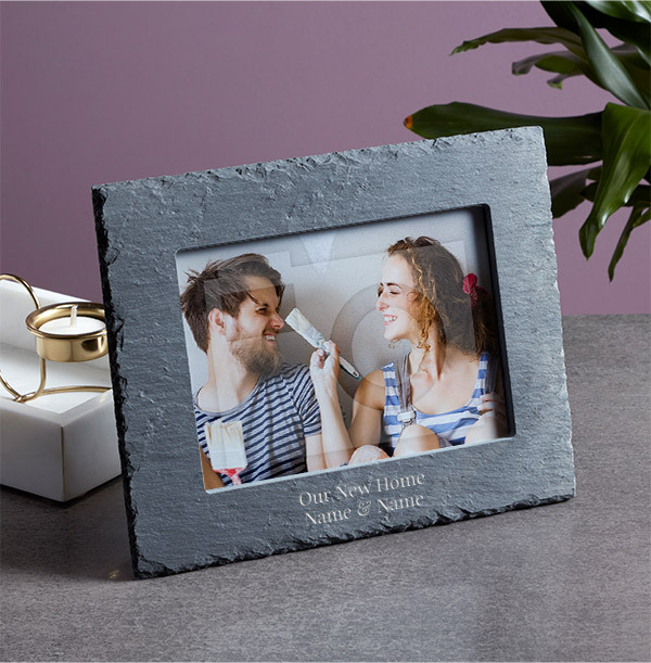 New Home Personalised Slate Photo Frame - Landscape