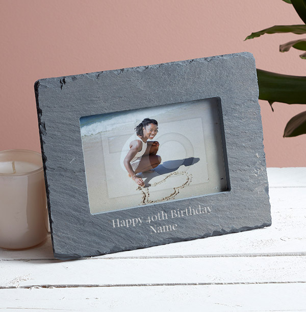 40th Birthday Personalised Slate Photo Frame - Landscape