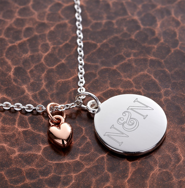 Couple Initials Heart Charm Bracelet - Personalised