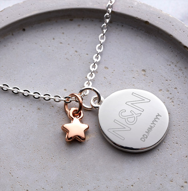 Two Initials & Date Star Charm Bracelet - Personalised