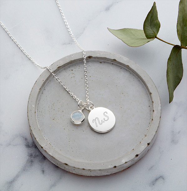 Two Initials Birthstone Necklace - Personalised