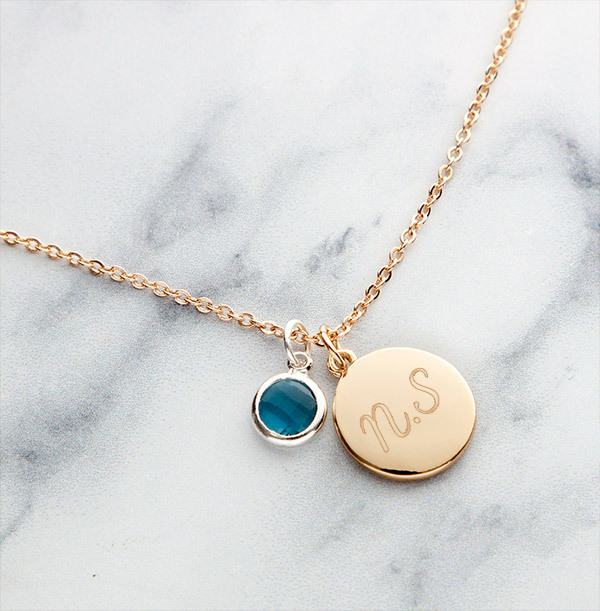 Two Initials Birthstone Bracelet - Personalised