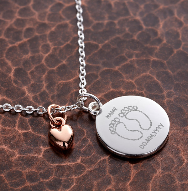 Foot Print Heart Charm Bracelet - Personalised