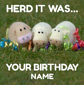 Herd It Was Your Birthday Card - Knit & Purl