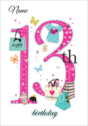 Abacus - Thirteen Year Old Birthday Card Shopping Queen 13th Birthday