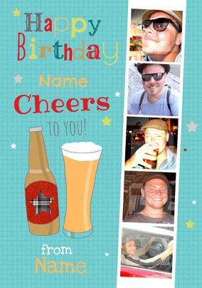 Multi Photo Upload - Birthday Card Cheers to You!