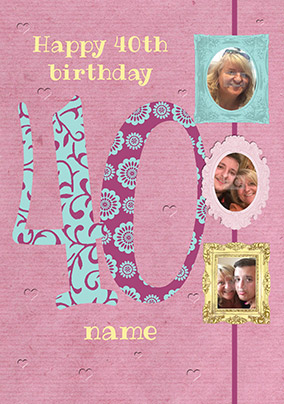 Big Numbers - 40th Birthday Card Female Multi Photo Upload