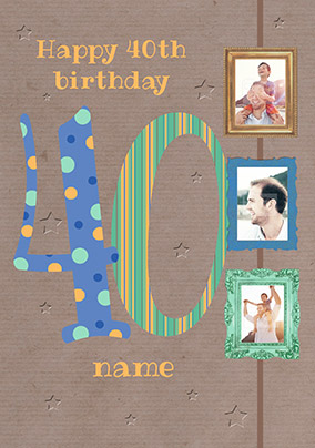 Big Numbers - 40th Birthday Card Male Multi Photo Upload