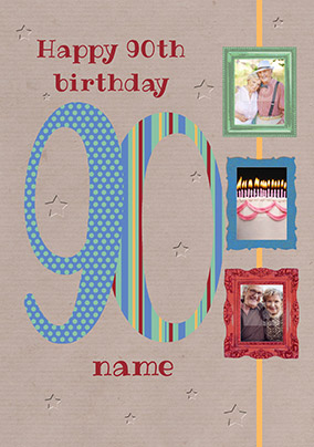Big Numbers - 90th Birthday Card Male Multi Photo Upload
