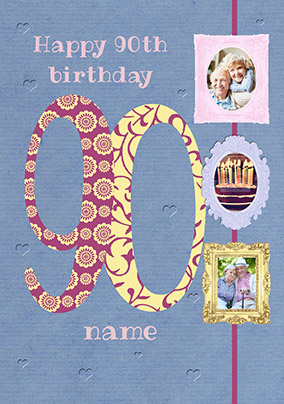 Big Numbers - 90th Birthday Card Female Multi Photo Upload