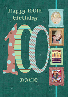 Big Numbers - 100th Birthday Card Male Multi Photo Upload