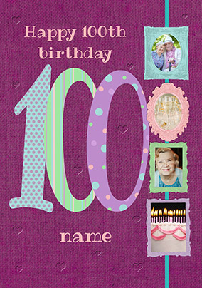 Big Numbers - 100th Birthday Card Female Multi Photo Upload