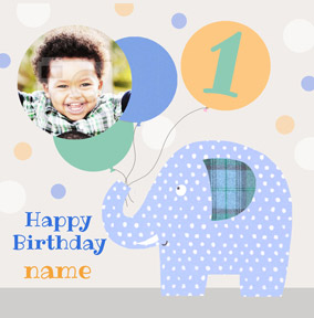 It's a Kid Thing - Birthday Card Photo Upload Boy Elephant