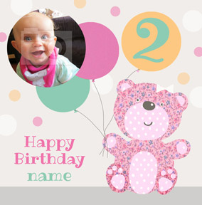 It's a Kid Thing - Birthday Card Photo Upload Girl Teddy Bear
