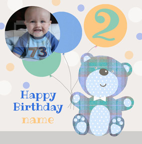 It's a Kid Thing - Birthday Card Photo Upload Boy Teddy Bear