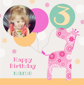 It's a Kid Thing - Birthday Card Photo Upload Girl 3 Today