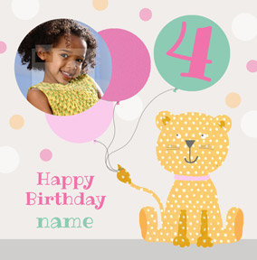 It's a Kid Thing - Birthday Card Photo Upload Girl 4 Today