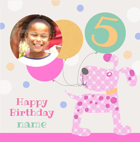 It's a Kid Thing - Birthday Card Photo Upload Girl 5 Today