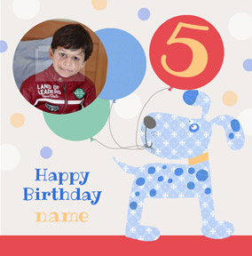 It's a Kid Thing - Birthday Card Photo Upload Boy 5 Today