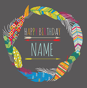 Birthday Feathers Wreath Card