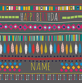 Birthday Feather Stripes Card