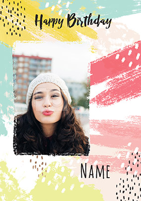 Happy Birthday Pastel Photo Card