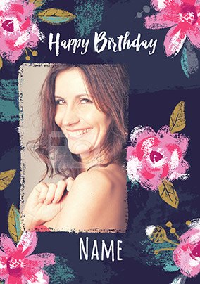 Happy Birthday Floral Photo Card