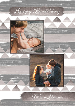 White & Grey Multi Photo Birthday Card