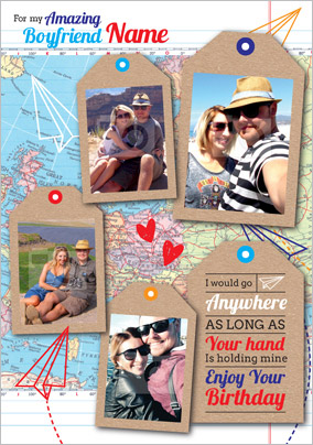 World Map - Birthday Card Amazing Boyfriend Photo Upload