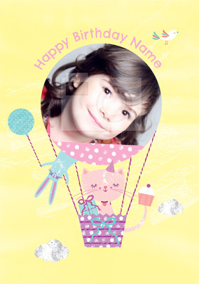 Balloons - Birthday Card Little Girl Photo Upload